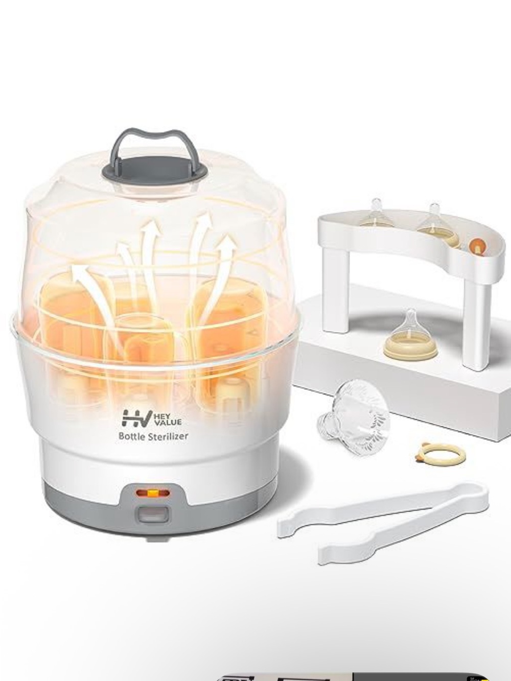 White Baby Bottle Sterilizer with Handle